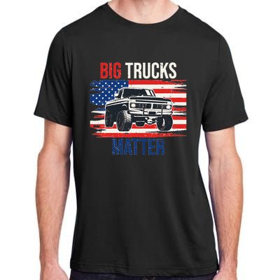 Funny Big Trucks Matter Love Lifted Truck American Flag Adult ChromaSoft Performance T-Shirt