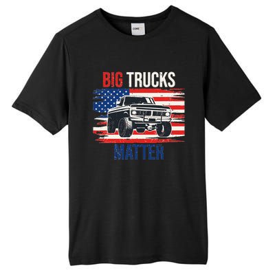 Funny Big Trucks Matter Love Lifted Truck American Flag Tall Fusion ChromaSoft Performance T-Shirt