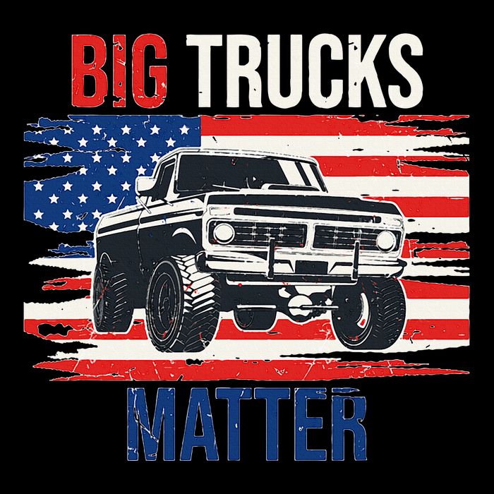 Funny Big Trucks Matter Love Lifted Truck American Flag Drawstring Bag
