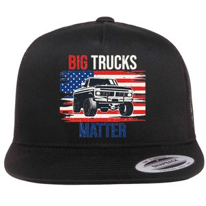 Funny Big Trucks Matter Love Lifted Truck American Flag Flat Bill Trucker Hat