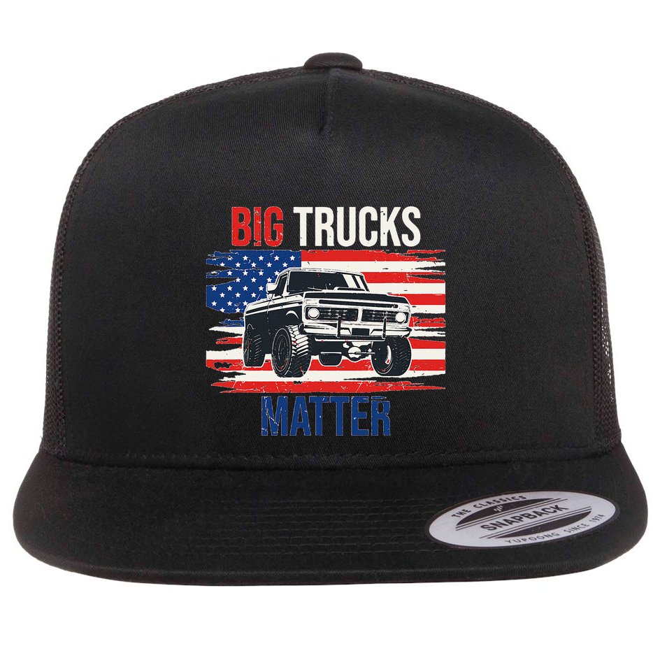 Funny Big Trucks Matter Love Lifted Truck American Flag Flat Bill Trucker Hat