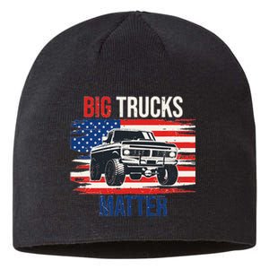 Funny Big Trucks Matter Love Lifted Truck American Flag Sustainable Beanie