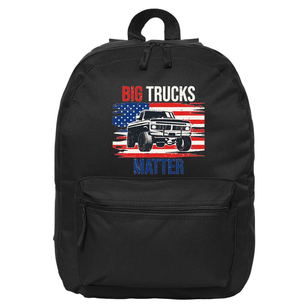 Funny Big Trucks Matter Love Lifted Truck American Flag 16 in Basic Backpack