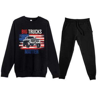 Funny Big Trucks Matter Love Lifted Truck American Flag Premium Crewneck Sweatsuit Set