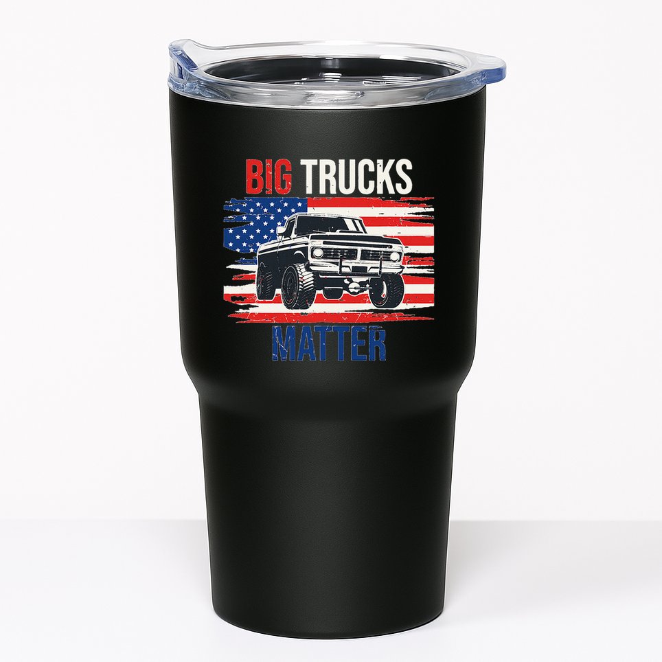 Funny Big Trucks Matter Love Lifted Truck American Flag Tumbler