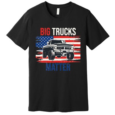 Funny Big Trucks Matter Love Lifted Truck American Flag Premium T-Shirt