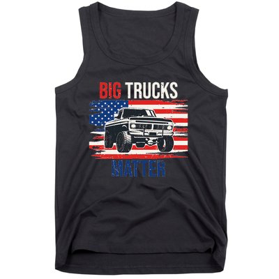 Funny Big Trucks Matter Love Lifted Truck American Flag Tank Top