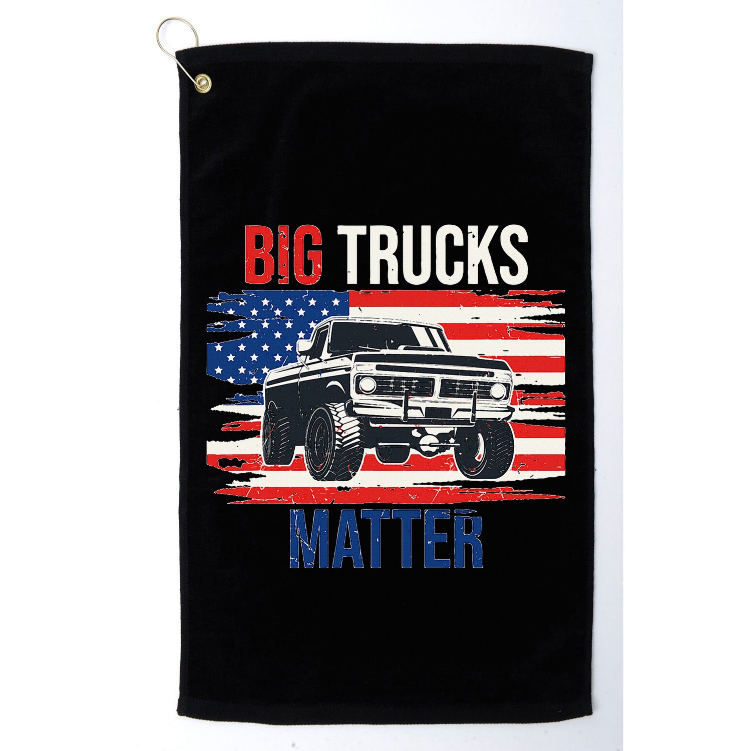 Funny Big Trucks Matter Love Lifted Truck American Flag Golf Towel
