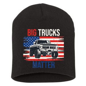 Funny Big Trucks Matter Love Lifted Truck American Flag Short Acrylic Beanie