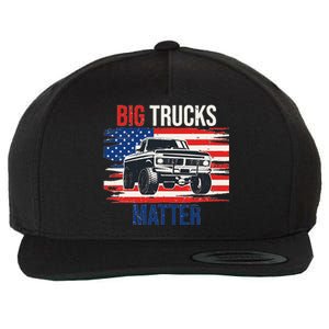 Funny Big Trucks Matter Love Lifted Truck American Flag Wool Snapback Cap