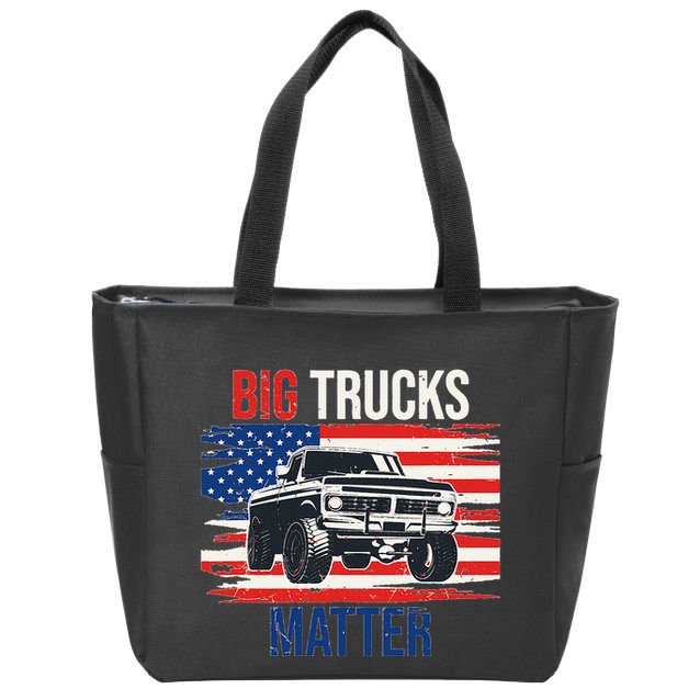 Funny Big Trucks Matter Love Lifted Truck American Flag Zip Tote Bag