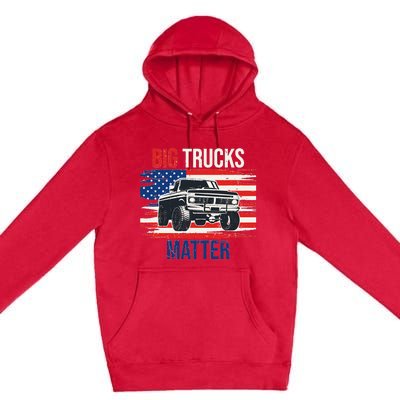 Funny Big Trucks Matter Love Lifted Truck American Flag Premium Pullover Hoodie