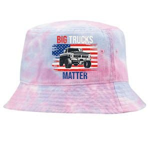 Funny Big Trucks Matter Love Lifted Truck American Flag Tie-Dyed Bucket Hat