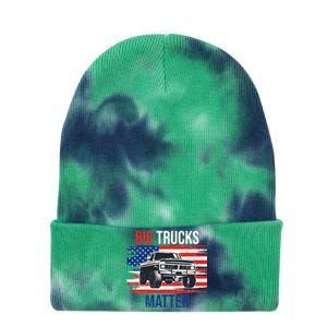 Funny Big Trucks Matter Love Lifted Truck American Flag Tie Dye 12in Knit Beanie