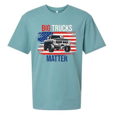 Funny Big Trucks Matter Love Lifted Truck American Flag Sueded Cloud Jersey T-Shirt