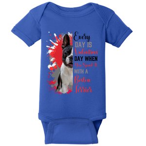 Funny Boston Terrier Mom Happy Valentines Day Party Heart Gift Baby Bodysuit