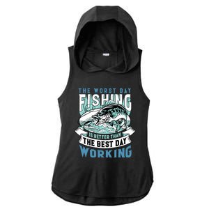 Fishing Better Than Working Ladies PosiCharge Tri-Blend Wicking Draft Hoodie Tank