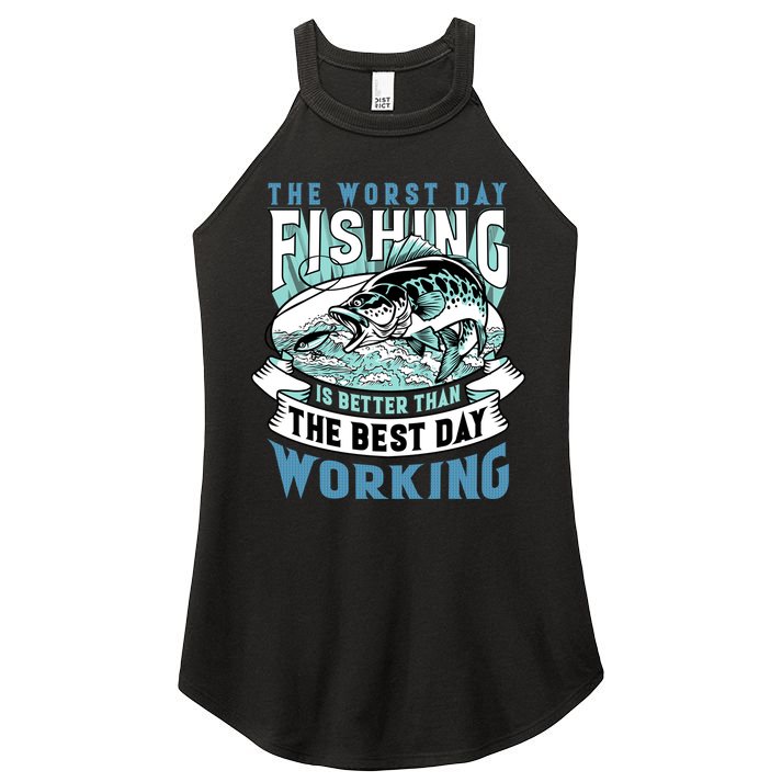 Fishing Better Than Working Women's Perfect Tri Rocker Tank