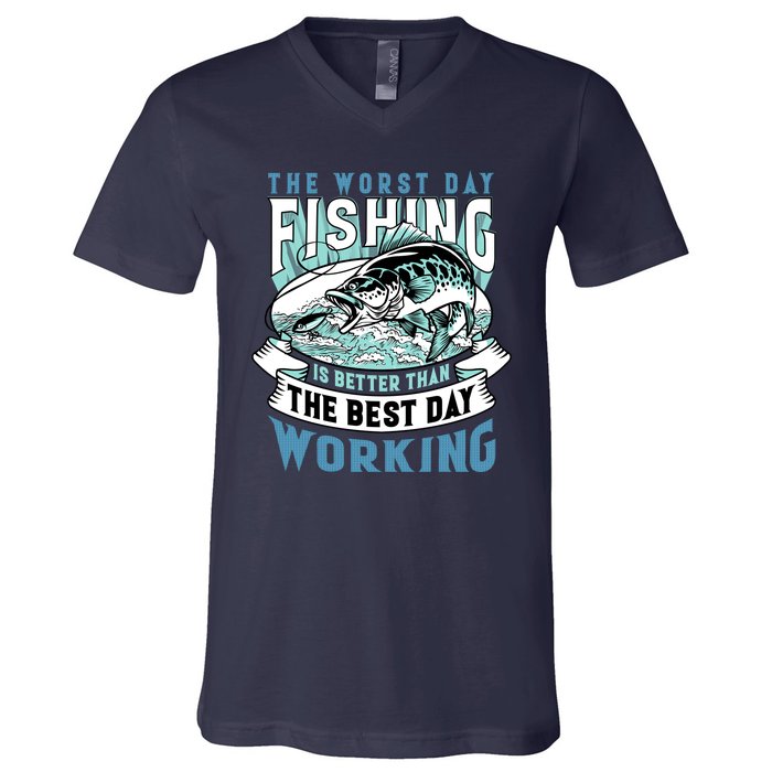 Fishing Better Than Working V-Neck T-Shirt