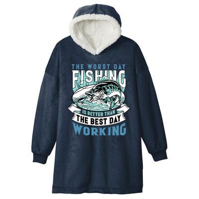 Fishing Better Than Working Hooded Wearable Blanket