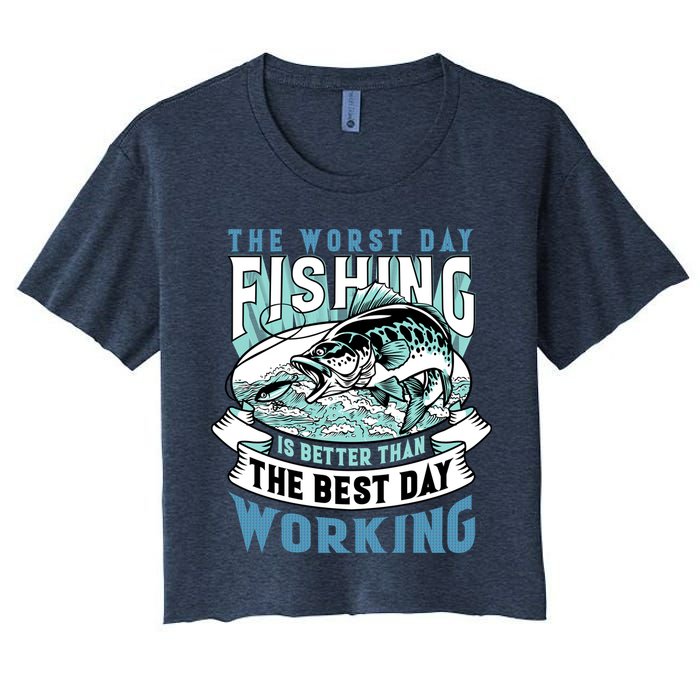 Fishing Better Than Working Women's Crop Top Tee