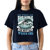 Fishing Better Than Working Women's Crop Top Tee