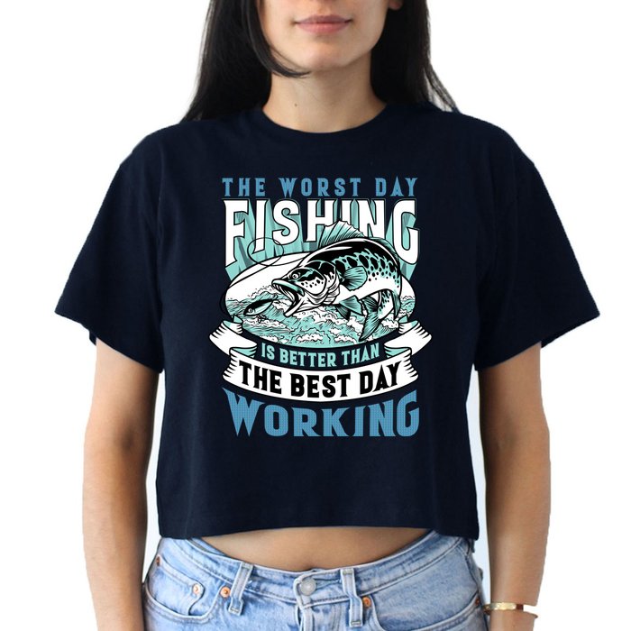 Fishing Better Than Working Women's Crop Top Tee