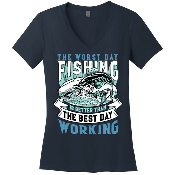 Fishing Better Than Working Women's V-Neck T-Shirt