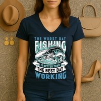 Fishing Better Than Working Women's V-Neck T-Shirt
