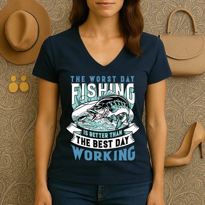 Fishing Better Than Working Women's V-Neck T-Shirt