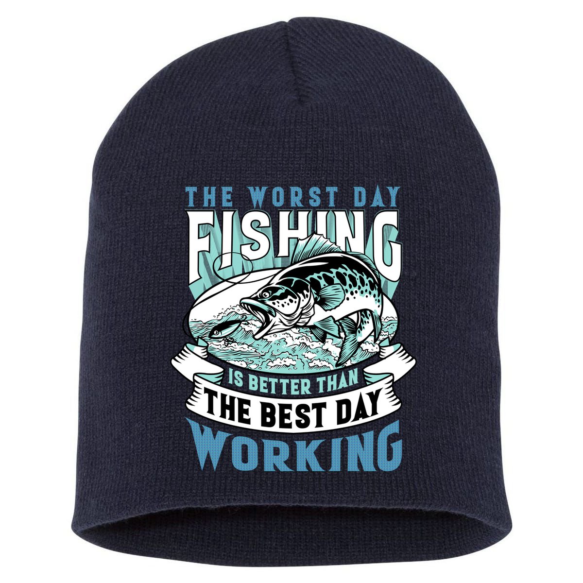 Fishing Better Than Working Short Acrylic Beanie