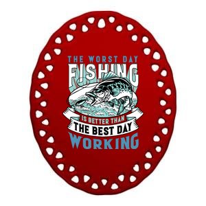 Fishing Better Than Working Ceramic Oval Ornament