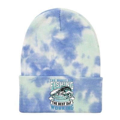 Fishing Better Than Working Tie Dye 12in Knit Beanie