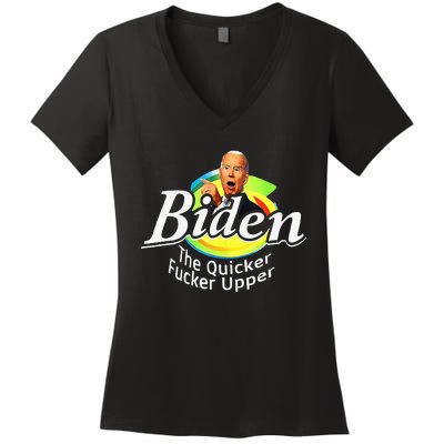 Funny Biden The Quicker F'er Upper Women's V-Neck T-Shirt