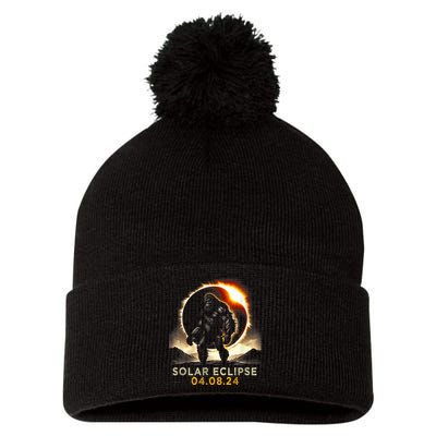 Funny Bigfoot Total Solar Eclipse 4.08.2024 Apparel Pom Pom 12in Knit Beanie