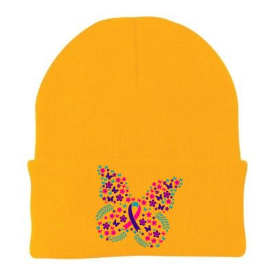 Flower Butterfly Thyroid Cancer Awareness Ribbon Funny Gift Great Gift Knit Cap Winter Beanie