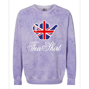 Funny British Tea Gift Uk Teapot Union Jack Flag Tea Pun Gift Colorblast Crewneck Sweatshirt