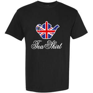 Funny British Tea Gift Uk Teapot Union Jack Flag Tea Pun Gift Garment-Dyed Heavyweight T-Shirt