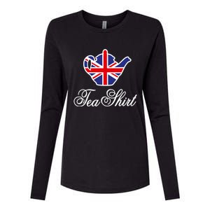 Funny British Tea Gift Uk Teapot Union Jack Flag Tea Pun Gift Womens Cotton Relaxed Long Sleeve T-Shirt