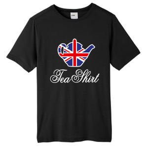 Funny British Tea Gift Uk Teapot Union Jack Flag Tea Pun Gift Tall Fusion ChromaSoft Performance T-Shirt