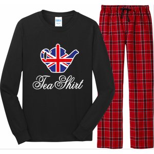 Funny British Tea Gift Uk Teapot Union Jack Flag Tea Pun Gift Long Sleeve Pajama Set