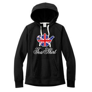 Funny British Tea Gift Uk Teapot Union Jack Flag Tea Pun Gift Women's Fleece Hoodie