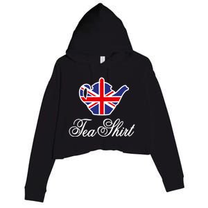 Funny British Tea Gift Uk Teapot Union Jack Flag Tea Pun Gift Crop Fleece Hoodie