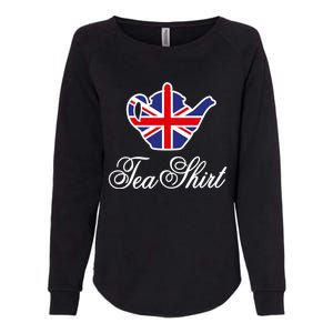 Funny British Tea Gift Uk Teapot Union Jack Flag Tea Pun Gift Womens California Wash Sweatshirt