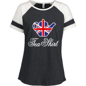 Funny British Tea Gift Uk Teapot Union Jack Flag Tea Pun Gift Enza Ladies Jersey Colorblock Tee