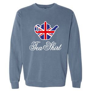 Funny British Tea Gift Uk Teapot Union Jack Flag Tea Pun Gift Garment-Dyed Sweatshirt