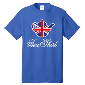 Funny British Tea Gift Uk Teapot Union Jack Flag Tea Pun Gift Tall T-Shirt