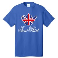 Funny British Tea Gift Uk Teapot Union Jack Flag Tea Pun Gift Tall T-Shirt