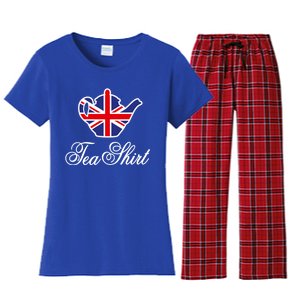 Funny British Tea Gift Uk Teapot Union Jack Flag Tea Pun Gift Women's Flannel Pajama Set