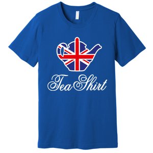 Funny British Tea Gift Uk Teapot Union Jack Flag Tea Pun Gift Premium T-Shirt